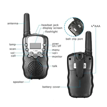 2 buc Mini walkie talkie Radio T388 Frecvență Portabil Două Fel de Radio Cadou jucării pentru băieți și fete