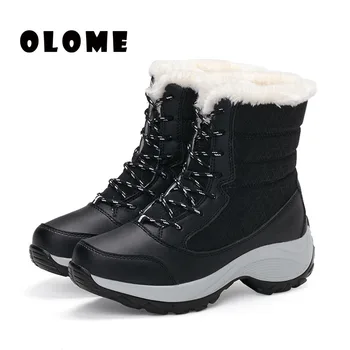 Femei Cizme de Zăpadă Cald Blana Cizme de Iarna pentru Femei Pantofi Dantela-Up Platforma Glezna Cizme Cizme Impermeabile, Non-alunecare Pantofi Doamnelor