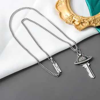 Argint 925 Colier de Lanț cheie Simplă formă Placate cu Argint Colier coreea Style Femeie Colier Boho Doamnelor Bijuterii