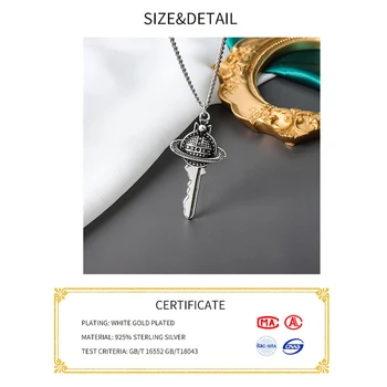 Argint 925 Colier de Lanț cheie Simplă formă Placate cu Argint Colier coreea Style Femeie Colier Boho Doamnelor Bijuterii