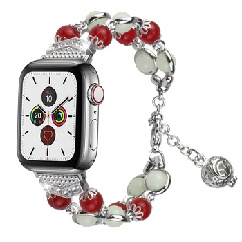Curea Pentru Apple watch band 44mm 40mm iWatch kommer 5 4 3 2 1 Noapte Femei Luminos Perla brățară Apple watch 6 curea de 38mm 42mm