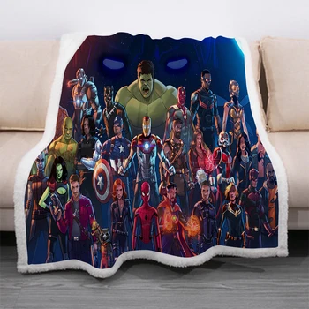 Fleece Pătură Avengers 3D de Imprimare Sherpa Canapea, Canapea Quilt Capac de Călătorie lenjerie de Pat Iron Man Hulk Catifea Arunca Pătură de Lână