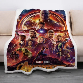 Fleece Pătură Avengers 3D de Imprimare Sherpa Canapea, Canapea Quilt Capac de Călătorie lenjerie de Pat Iron Man Hulk Catifea Arunca Pătură de Lână