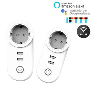 10A Wireless WiFi Prize Electrice Dublu Port USB Smart Socket UE Plug Lucra Cu Alexa de Start Google IFTTT Inteligent de Control Acasă
