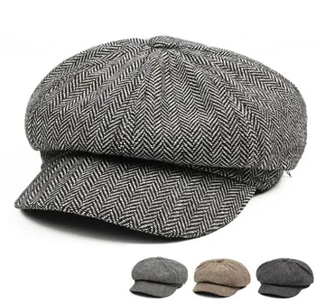 Baker Cap Băiat de Moda Gatsby Pălărie Bărbați Tweed Bereta de Iarna Reglabil Cald Capac de vânzător de ziare Pălării de sex Masculin Octogonal Capace Tata Pălărie hombre