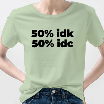 Vara Topuri Pentru Femei 2021 T-shirt Femme 50% Idk 50% Idc Scrisoare coreean Tricou Vintage Harajuku Maneci Scurte Supradimensionat Hip Hop