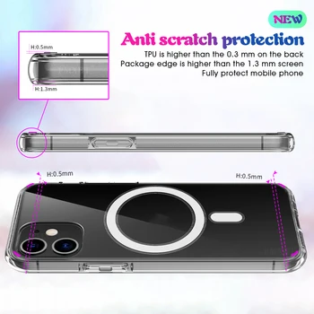 Telefon Caz Pentru iPhone 12 Pro Max Cazuri Magnetic Capac transparent Pentru iPhone 12 Mini Transparent Subțire Picătură de Protecție Fundas Coque