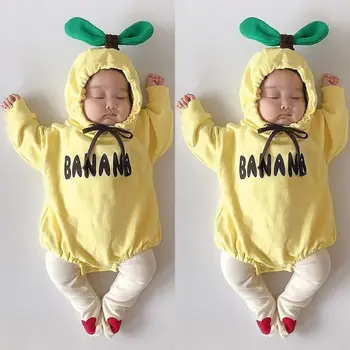 NE Nou-născut Copil Copil Fată Băiat Drăguț Banana Tinuta Hanorac Salopeta Romper Haine dintr-O Bucata Tricou Bowknot Topuri