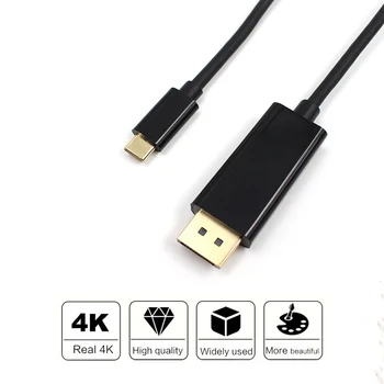 Tip-C pentru a Afișa Port HDMI Cablu Adaptor de la USBC DP Cablu 4K30 Hz placat cu Aur pentru HDTV Proiector, Laptop, Montor: N165 Negru 1.8 M