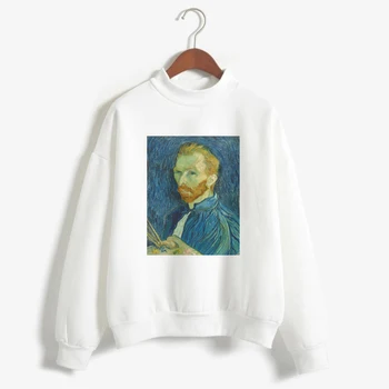 Tricouri de Van Gogh Imprimare Tricou cu Maneci Lungi, Moda Femei Albe Tumblr Nou Femme T-shirt de Iarnă Drăguț Tricou Casual Topuri 2018