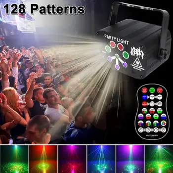 128 Model 6/8 Gaura Proiector de la Distanță/Sunet Actived LED Laser Disco Light DJ Petrecere Etapa Lumina de Crăciun de Interior Lampa Decor