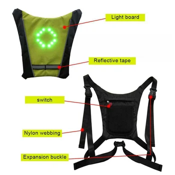 2020 LED Wireless ciclism vesta 20L biciclete MTB sac de Siguranță LED-uri de Semnalizare Lumina Vesta de Biciclete Reflectorizant de Avertizare Veste cu remo