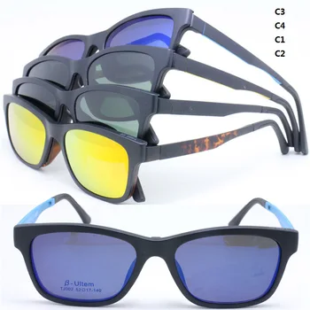 002 ULTEM forma de dreptunghi optice ochelari cadru cu megnatic clip pe detașabil polarizate miopie ochelari de soare unisex