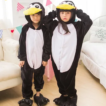 Kigurumi Pinguin Negru Pijama Party Animal Cosplay Costum De Flanel Onesies Joc De Desene Animate De Animale Sleepwear