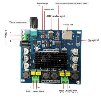 KYYSLB 100W*2 DC12~24V TPA3116 Dual Channel Bluetooth Bord Amplificator Suport TF Card AUX Sincron de Intrare Amplificator de Bord