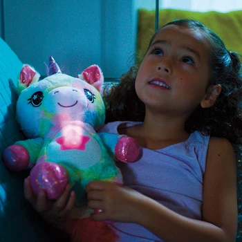 Animal umplute Cu Proiector de Lumina In Burta Reconfortant Jucărie de Pluș Jucărie Lumina de Noapte Drăgălaș Cățeluș Cadouri de Crăciun pentru copii Copii