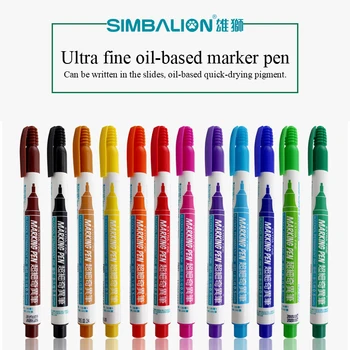 Simbalion 800 Ultra Fin pe baza de Ulei Marker 0.5 mm Cerneala pe Baza de Alcool 12 Culori Permanent de Semnul de Pe Hârtie/Lemn/Pânză/Metal/Sticlă