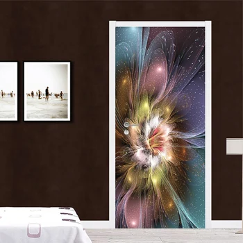 Arta Abstractă modernă Flori Tapet 3D Ușa Autocolant Camera de zi Dormitor Creative DIY Acasă Autocolante PVC rezistent la apa Usa picturi Murale