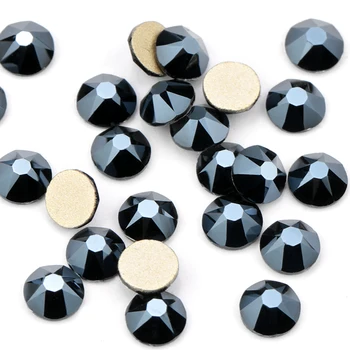 Hotselling Culoare Negru Lucios Cristal mare 8 + 8 Tăietură mică Fațete Stras Cristale Flatback Non Remediere rapidă Pietre Decor