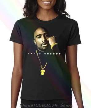 2Pac avea Încredere în Nimeni Death Row 90 de Epocă Vtg Stil Rap Femei T-shirt Mediu