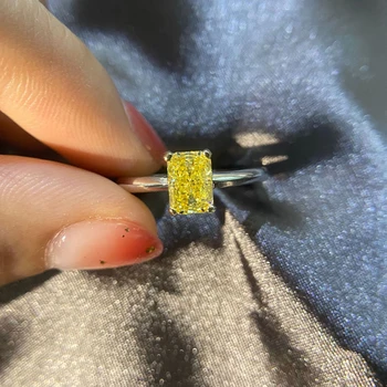 2020 brand de moda 925 Sterling Silver 5*7mm Galben Zircon diamond de Nunta inele pentru femei petrecerea de Logodna bijuterii