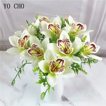 YO CHO Colorate de Mătase Artificială Flori de Orhidee Ramură Fals Cattleya Orhidee Flori pentru Acasă Masa de Nunta DIY Decorare Flori