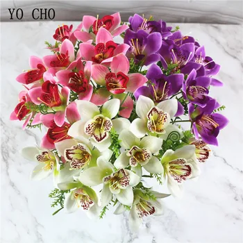 YO CHO Colorate de Mătase Artificială Flori de Orhidee Ramură Fals Cattleya Orhidee Flori pentru Acasă Masa de Nunta DIY Decorare Flori