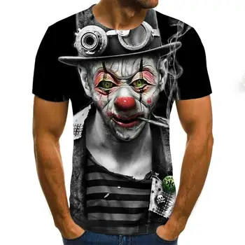 De Vânzare la cald Clovn Tricou Barbati/femei Față Joker 3D Imprimate Teroare Moda T-shirt marime XXS-6XL