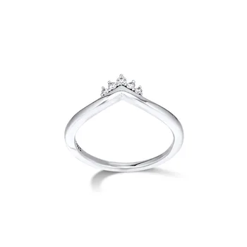 925 Inel Argint Bijuterii Clar CZ Tiara Claviculă Inele pentru Femei Moda Bijuterii Fată Inel Princess Crown Design Inele