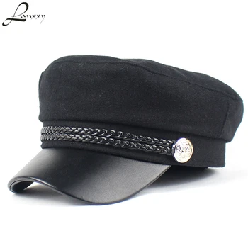 Lanxxy Noi Bumbac Pălării pentru Femei Armata Neagră-Capac PU Refuz Militare Capace de sex Feminin Casquette Gorras Pălărie