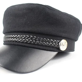 Lanxxy Noi Bumbac Pălării pentru Femei Armata Neagră-Capac PU Refuz Militare Capace de sex Feminin Casquette Gorras Pălărie