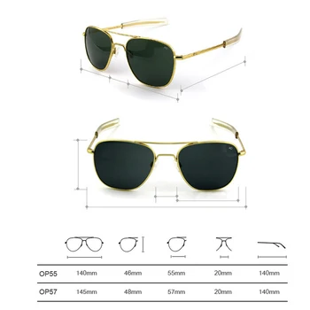 Pilot ochelari de Soare Barbati Sticla Lentile de Calitate de Top de Brand Designer de AO Ochelari de Soare de sex Masculin Armatei Americane Militare Optice QF559