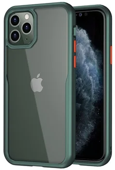Slim case pentru iPhone 11 pro cu verde rame si Butoane Rosii, ultra hibrid serie de caseport