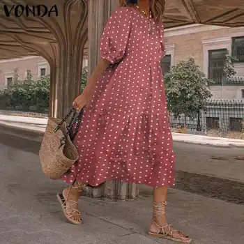 Rochie de epocă Femei'Sundress Puff Sleeve Polka Dot Imprimate Rochie de Vara 2021 VONDA Casual Vestidos Plus Dimensiune Halat Femme