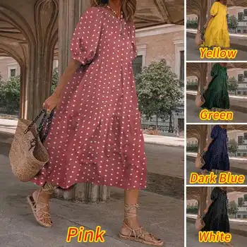 Rochie de epocă Femei'Sundress Puff Sleeve Polka Dot Imprimate Rochie de Vara 2021 VONDA Casual Vestidos Plus Dimensiune Halat Femme