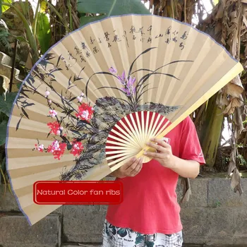Retro Decor Fan Clasic Chinez Supradimensionate Montare Pe Perete Pliant Orhidee Fan Camera De Zi Mobilier Decorativ Prop Fani