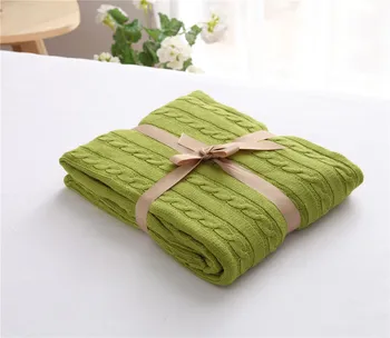 De vânzare la cald de înaltă calitate, bumbac , alb, bej, maro, gri, rosu, verde tricot pătură de canapea/pat/casa pătură pentru primavara