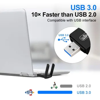 USB 3.0 1200Mbps Adaptor Wifi pe 5GHz Dual Band 2.4 Ghz 802.11 AC RTL8812BU Antena Wi-fi Dongle placa de Retea Pentru Laptop Desktop Nou