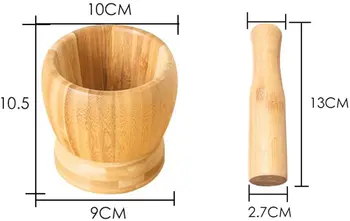 Noi Mojar Și Pistil Set Bambus Castron Presă De Usturoi Tocat Concasor Pentru Guacamole Bucătărie Piper Usturoi Apăsarea Castron Convenabil