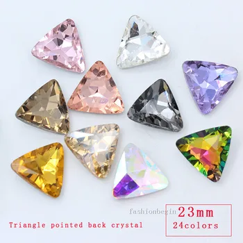 12p 23mm triunghi punct de culoare dejucat spate de sticlă strass piatră, pietre de cristal bijuterii de artizanat pentru îmbrăcăminte, pantofi Decorare DIY