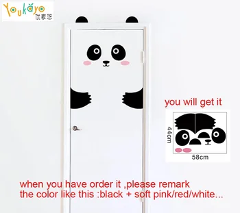 DIY de Desene animate drăguț panda camera pentru copii garderoba ușă decor autocolant imagini de fundal