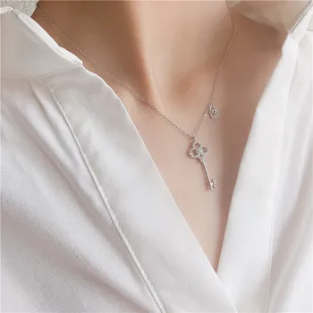 Cheie de blocare femeie de moda pandantive femei lanț pentagrama bijuterii cristal colier, coliere lungi, coliere pandantive