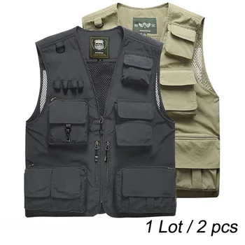 2 buc/Lot Bărbați Vară Militar Tactic Maieuri Outwear jacket man Jacheta cu mai Multe Buzunare de Marfă fără Mâneci jacheta S - 4XL ,M7898
