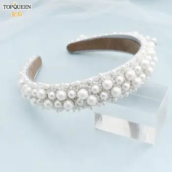 TOPQUEEN S101-FG Handmade Nunta bentiță floare perla Baroc, Pălării, Bijuterii și Diamante de Păr Accesorii pentru Petrecerea de nunta