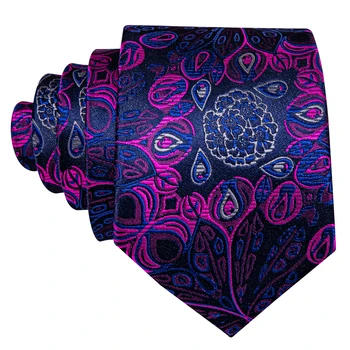 Violet Florale Nunta De Mătase Cravată, Batistă Set Barry.wang 8.5 cm Designer de Moda Cravate pentru Bărbați Broșe de Moda Set Cadou pentru Adulți