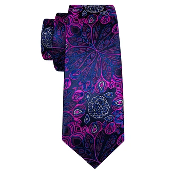 Violet Florale Nunta De Mătase Cravată, Batistă Set Barry.wang 8.5 cm Designer de Moda Cravate pentru Bărbați Broșe de Moda Set Cadou pentru Adulți