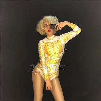 Noua moda beyonce Diamante Sexy Spumante, Cristale, Salopeta Sărbători Club de noapte Cântăreț dansator de Performanță Etapă Purta Costum
