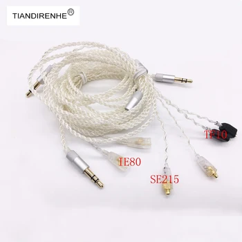 MMCX Cabluri pentru Shure SE215 SE535 UE TF10 Pentru Sennheiser IE8 IE80 16 Acțiuni 5N Argint Placat cu Cască căști HIFI Linie de Sârmă
