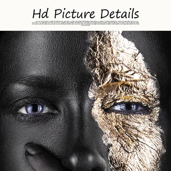 100x130cm Artă Africană Negru și Aur Femeie Pictura in Ulei pe Panza Cuadros Postere si Printuri de Arta de Perete de Imagine pentru Camera de zi