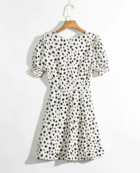 Elegant polka dot rochie mini femei vintage maneca scurta vacanță de reformare clasic rochie de plaja femme vestidos